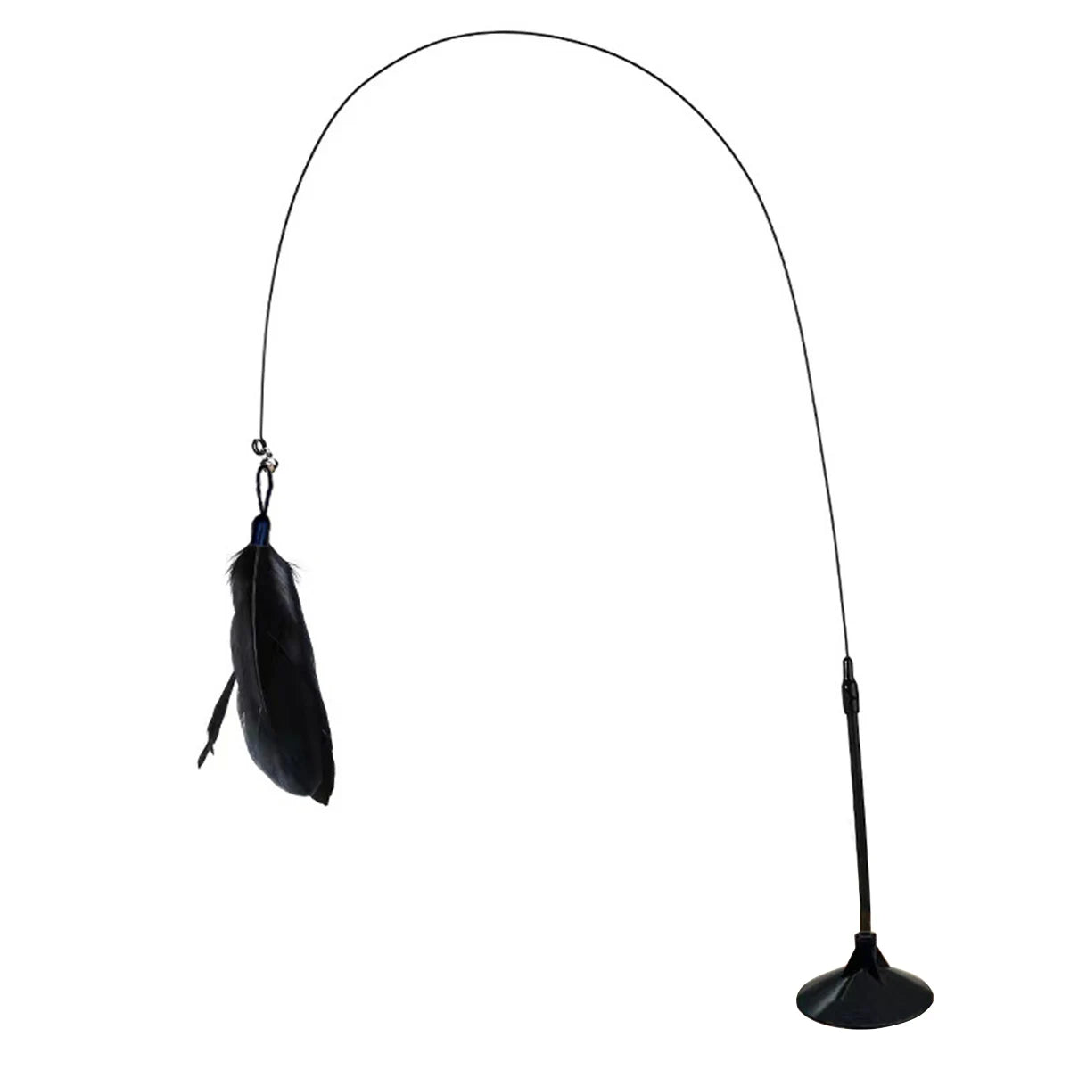 Interactive Cat Toy Feather Wand with Bell, Long Suction Cup Pole - Exciting Playtime for Kittens, Durable Teaser Toy