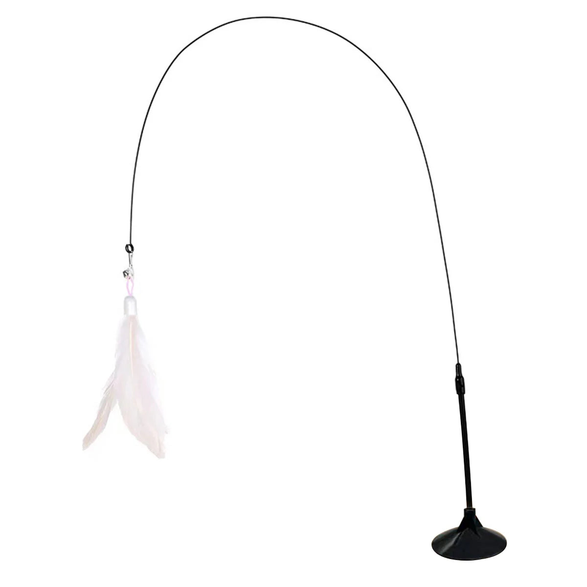 Interactive Cat Toy Feather Wand with Bell, Long Suction Cup Pole - Exciting Playtime for Kittens, Durable Teaser Toy